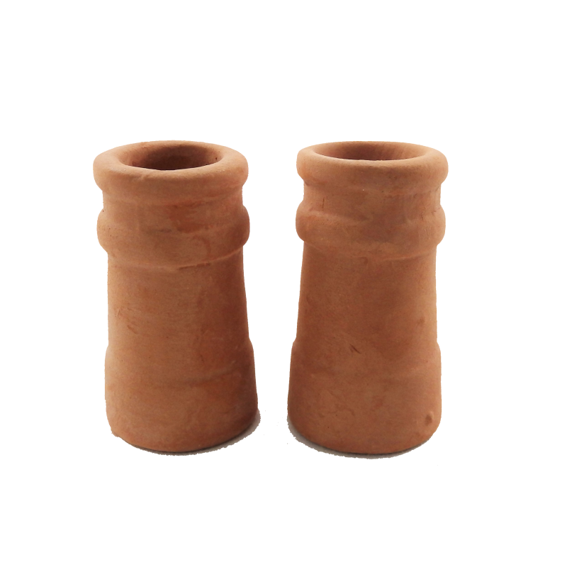 Dolls House Round Chimney Pots Terracotta Large 1:12 Scale
