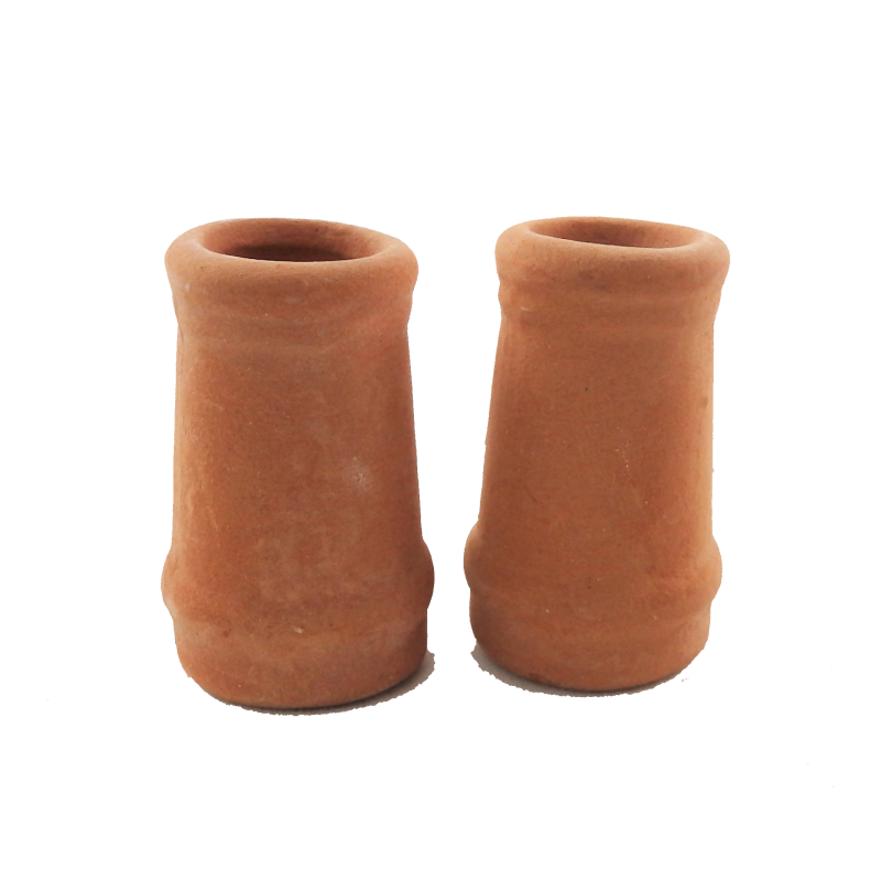 Dolls House Round Chimney Pots Terracotta Small 1:12 Scale