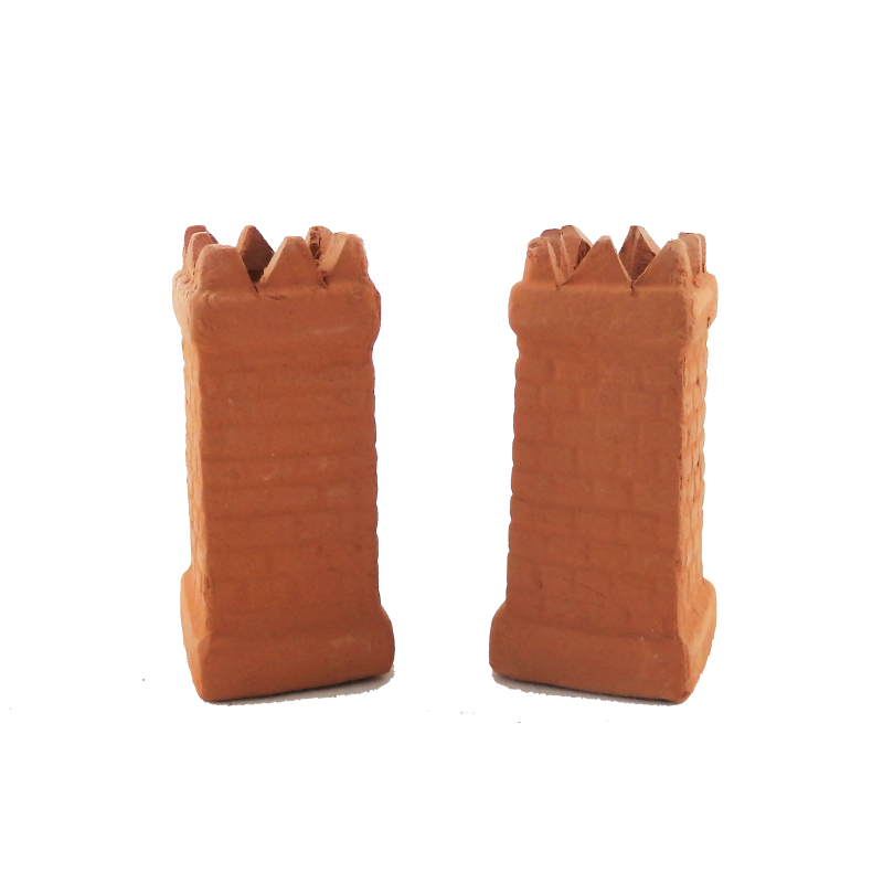 Dolls House Square Crown Chimney Pots Terracotta Medium 1:12 Scale Accessory