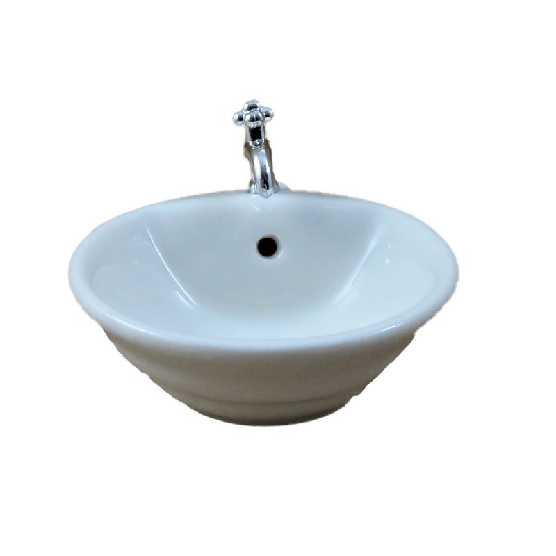 Dolls House Small Round Porcelain Sink Basin Miniature 1:12 Bathroom Furniture 