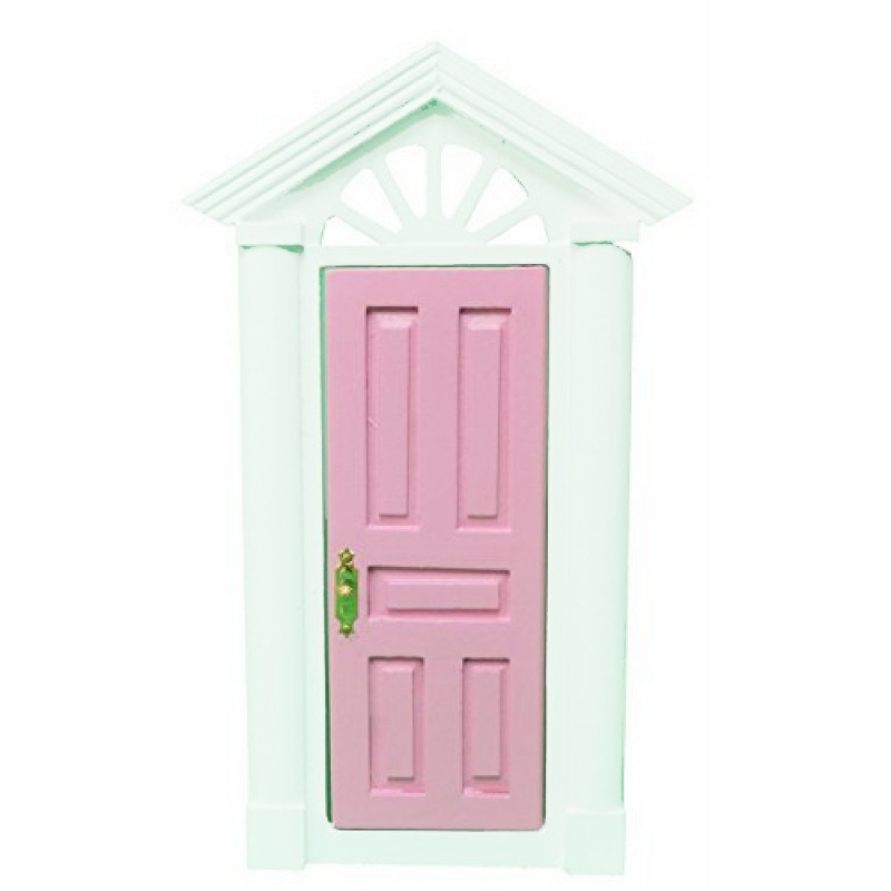 Dolls House Pink Charleston Front Door with Fancy Fanlight 1:12 