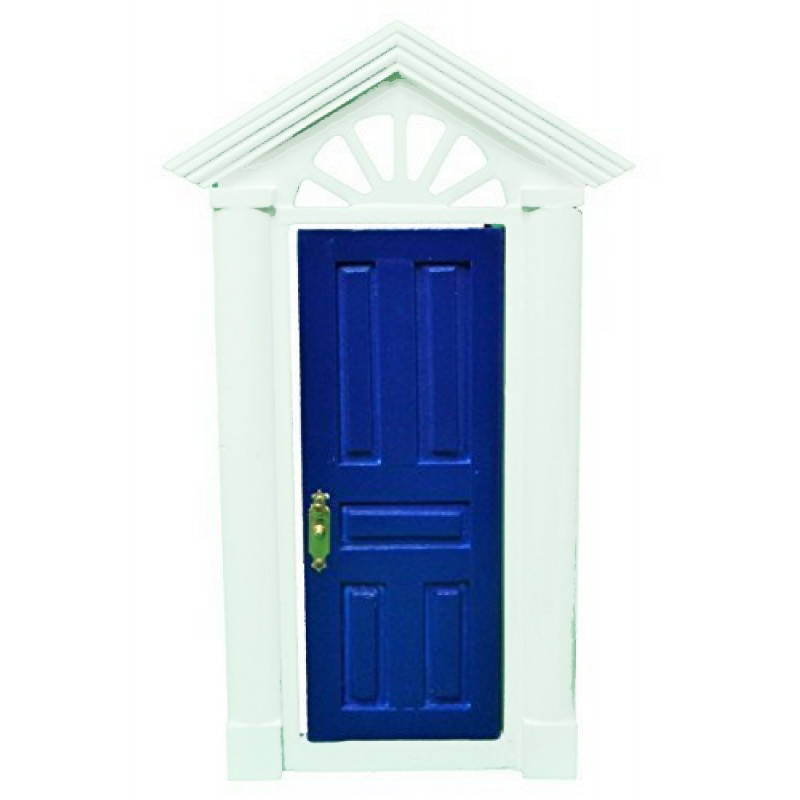Dolls House Blue Charleston Front Door with Fancy Fanlight 1:12