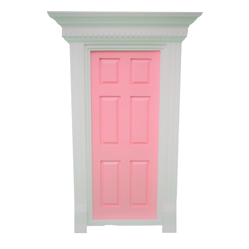Dolls House Pink Georgian Front Door with Dentil Detail 1:12 Scale