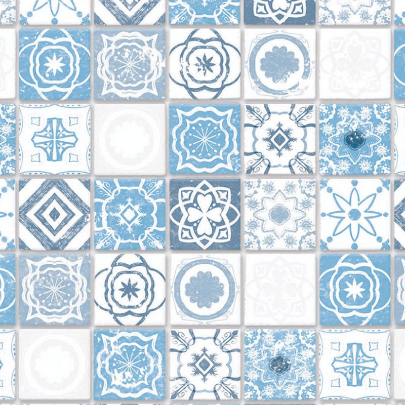 Dolls House Blue Mediterranean Floor Tiles Miniature 1:12 Flooring Card Sheet