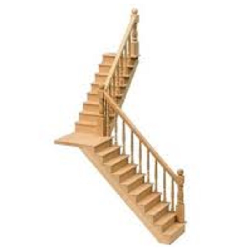 Dolls House Straight or Angled Staircase & Landing Kit Miniature DIY Wood Stairs