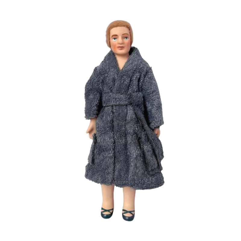 Dolls House Modern Man in Blue Dressing Gown Porcelain Dad 1:12 People