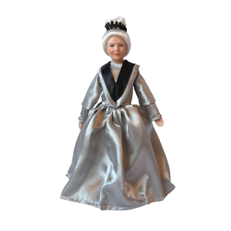 Dolls House Victorian Old Lady in Grey Gown Porcelain Woman 1:12 People