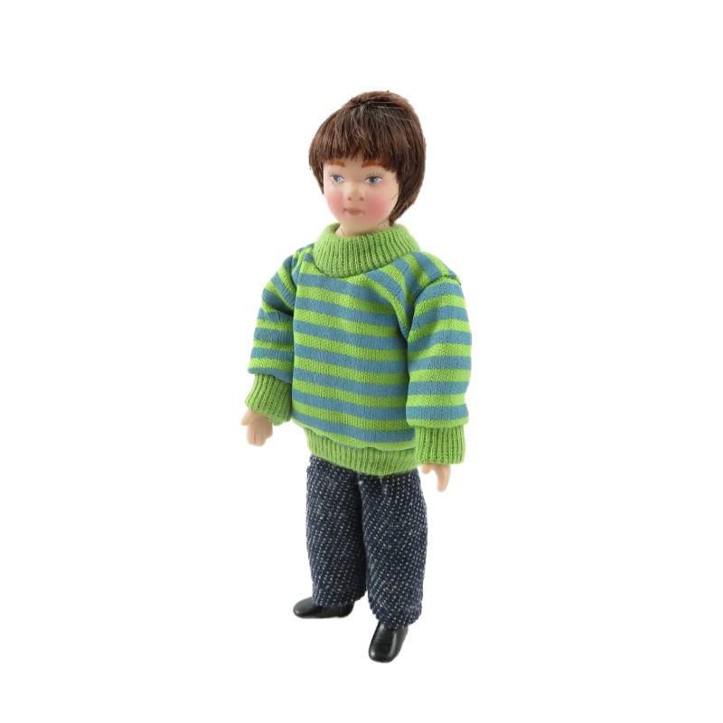 Dolls House Modern Boy in Jumper & Jeans Little Brother Porcelain 1:12 People