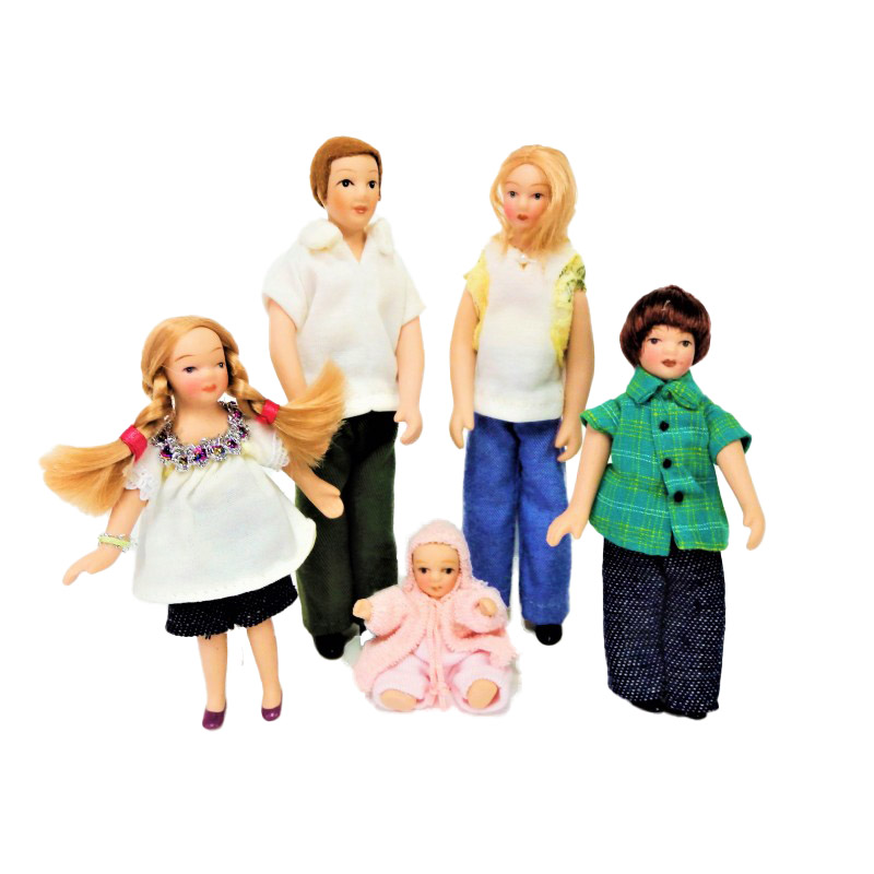 Dolls House Modern Summer Family Miniature Porcelain  People Figures