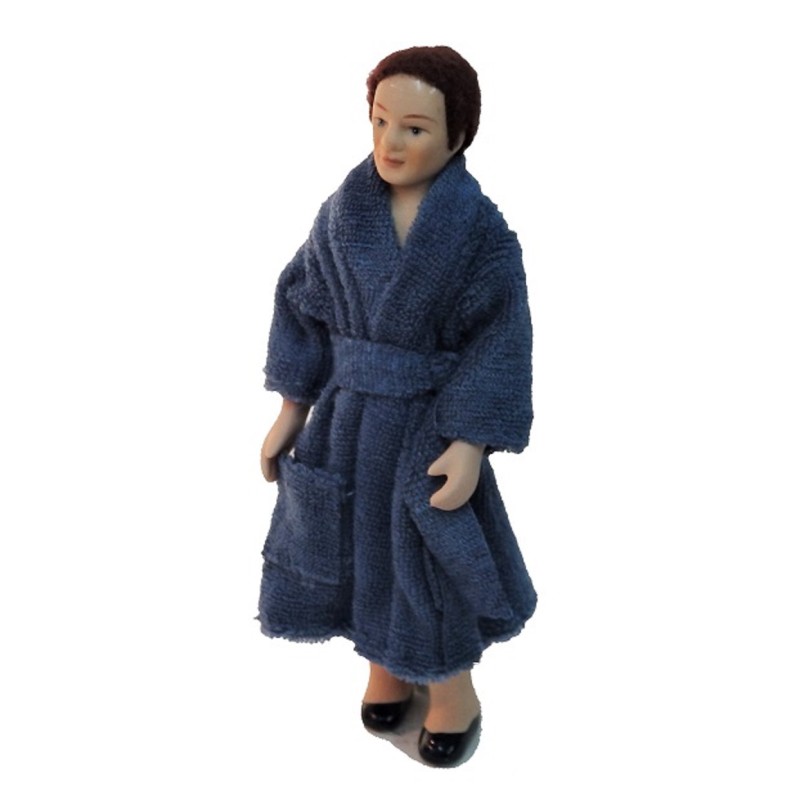 Dolls House Man in Bath Robe Dressing Gown 1:12 Porcelain People