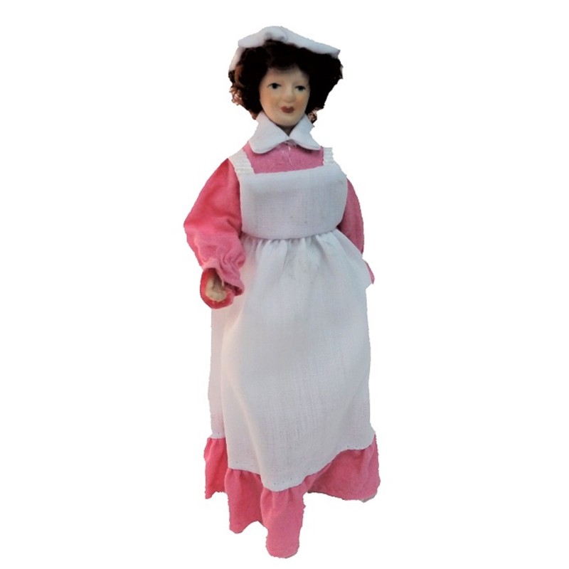 Dolls House Victorian Servant Maid Cook in Pink Porcelain People