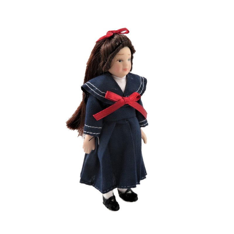  Dolls House Little Girl in Sailor Dress 1:12 Scale Miniature Porcelain People