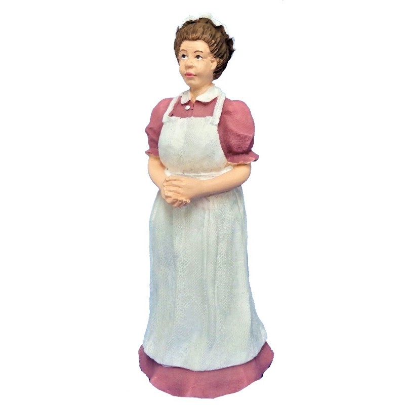 Dolls House People Victorian Cook Maid in Pink Resin Servant Figure