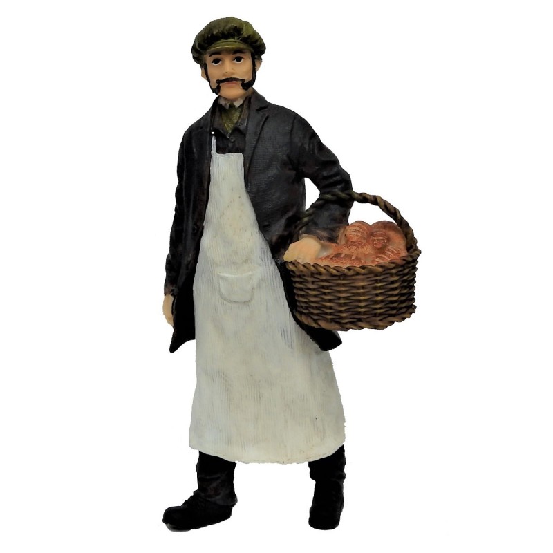 Dolls House People Baker with Basket of Fresh Bread Resin Figure