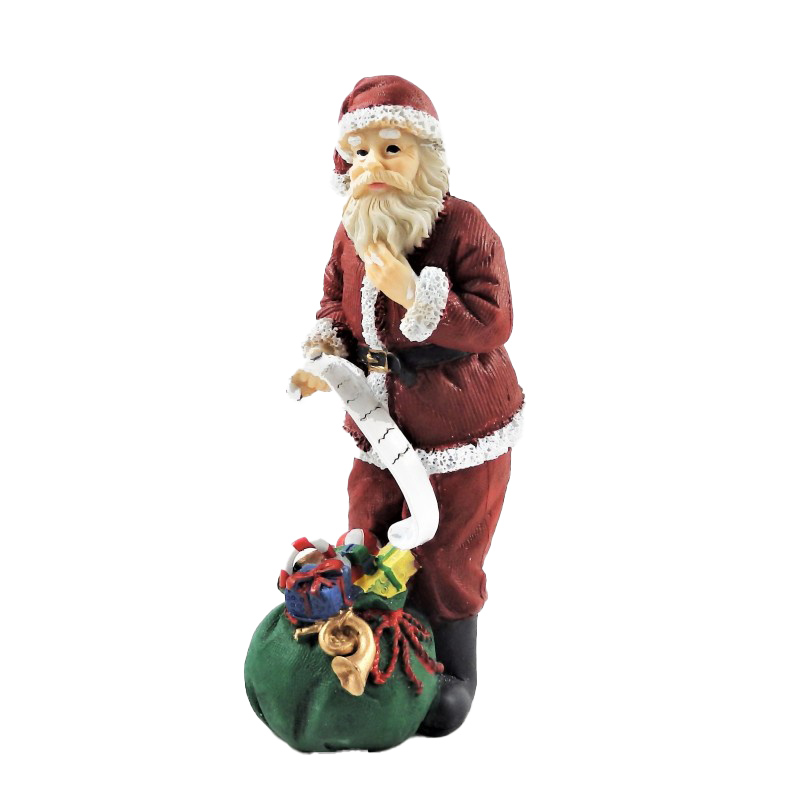 Dolls House Father Christmas with Sack of Toys & His List Santa Clause Figure