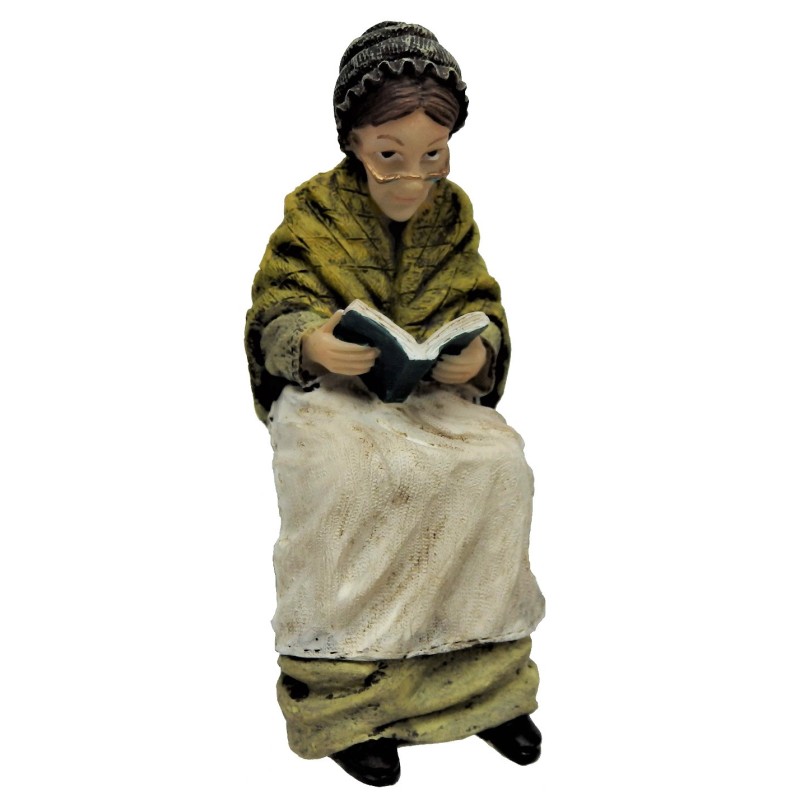 Dolls House Victorian Old Lady Sitting Reading People Resin Figure