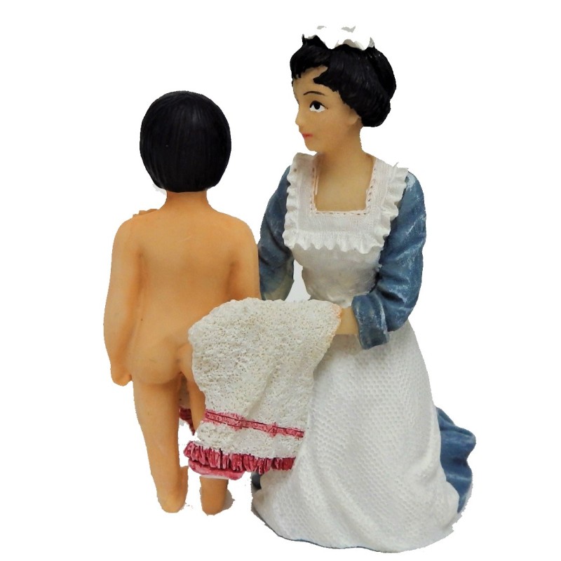 Dolls House Victorian Maid Drying Child 1:12 People Resin Figure