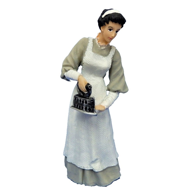 Dolls House People Victorian Maid in Grey Ironing 1:12 Resin Figure