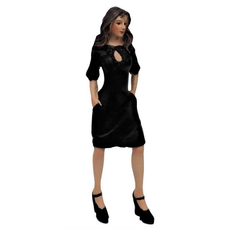 Dolls House People Modern Woman in Little Black Dress Resin Figure