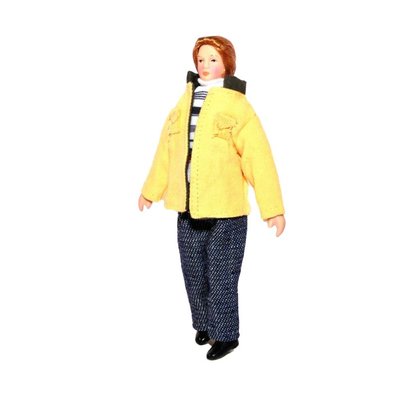 Dolls House Modern Man in Yellow Jacket Porcelain Dad 1:12 People