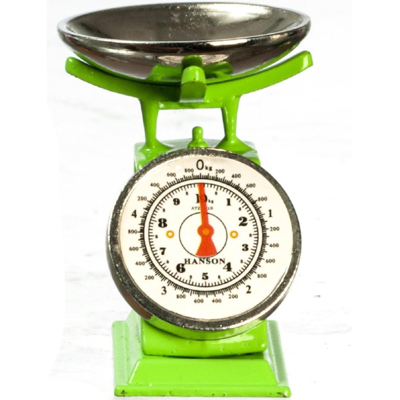 Dolls House Green Weighing Scales Miniature Kitchen Grocery Shop Accessory 1:12