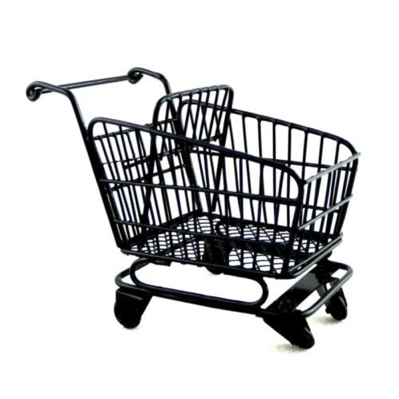 Dolls House Black Shopping Trolley Cart with Baby Seat 1:12 Shop Store Accessory