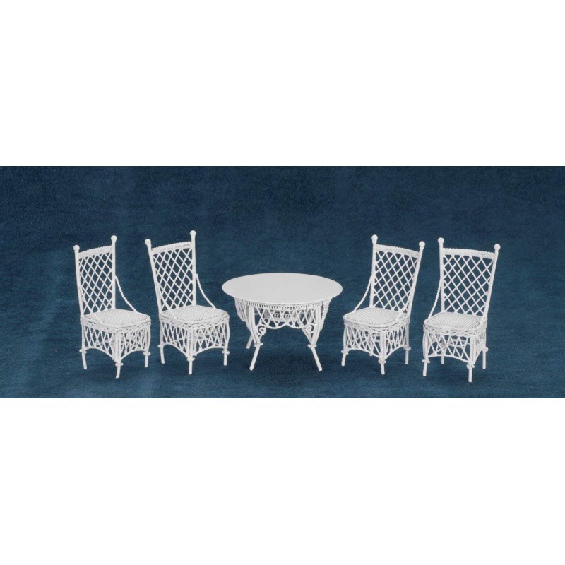 Dolls House Wrought Iron Gathering Table and 4 Chairs Miniature Garden Furniture