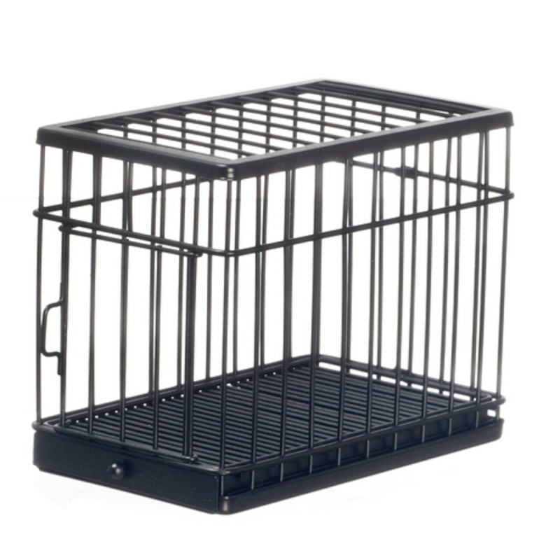 Dolls House Large Black Metal Dog Cage Miniature 1:12 Scale Pet Accessory 