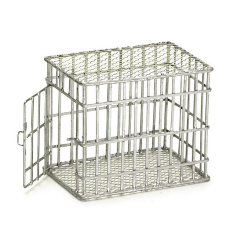 Dolls House Galvanised Small Dog Cage Miniature Pet Accessory