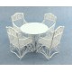 Dolls House White Wrought Iron Patio Set Table Chairs Miniature Garden Furniture
