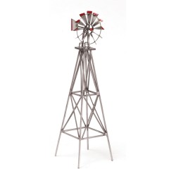 Dolls House Silver & Red Metal Windmill Miniature Garden Outdoor Furniture 