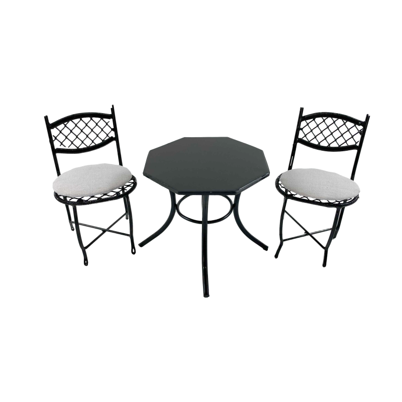 Dolls House Black Wrought Iron Bistro Table Set Miniature Garden Patio Furniture