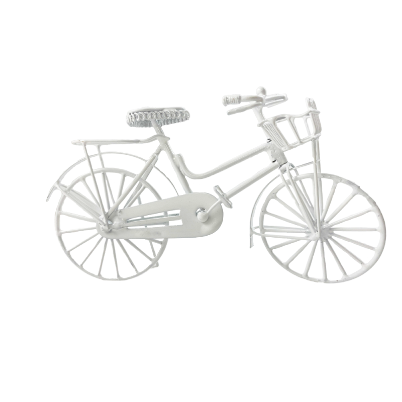 Dolls House White Bike Basket & Luggage Rack Miniature Outdoor Shop Accessory