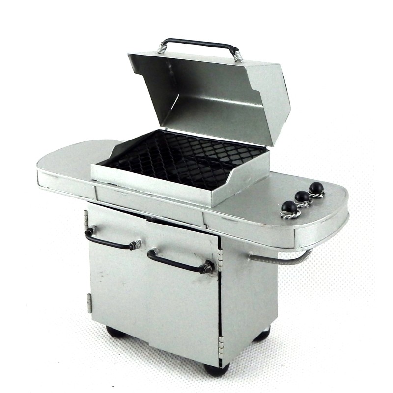 Dolls House Deluxe Silver BBQ Barbecue Grill Miniature 1:12 Garden Furniture 