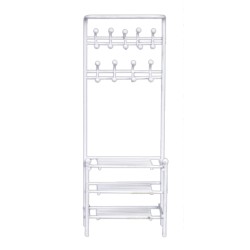 Dolls House White Hall Stand Hat & Coat Shelf Unit Miniature Furniture Metal