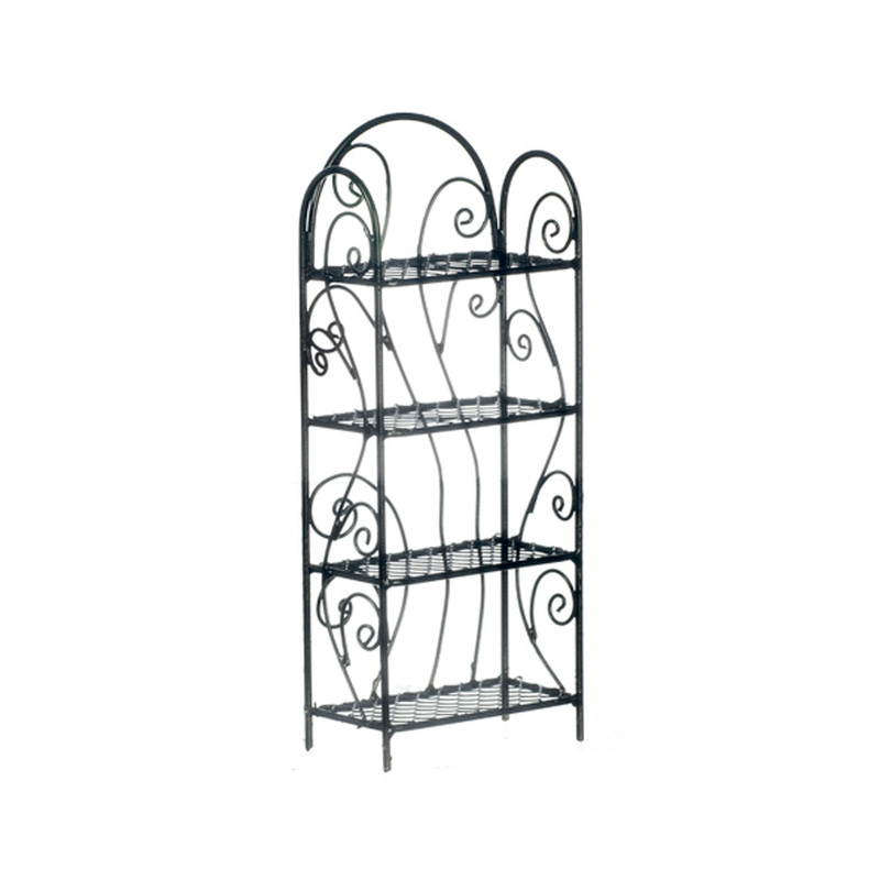 Dolls House Black Wrought Iron 4 Shelf Unit Miniature Furniture 1:12 Scale