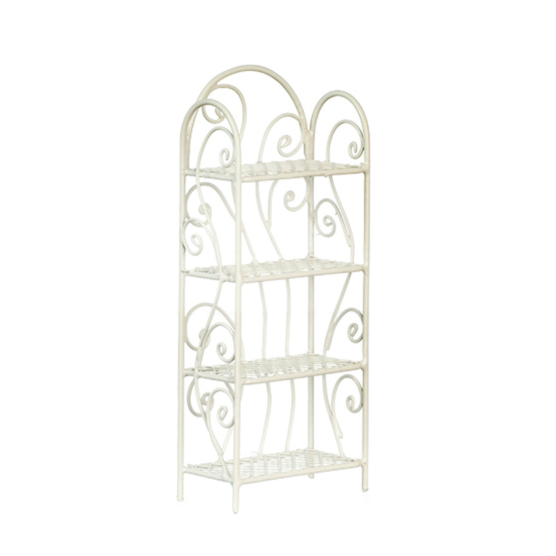 Dolls House White Wrought Iron 4 Shelf Unit Miniature Furniture 1:12 Scale