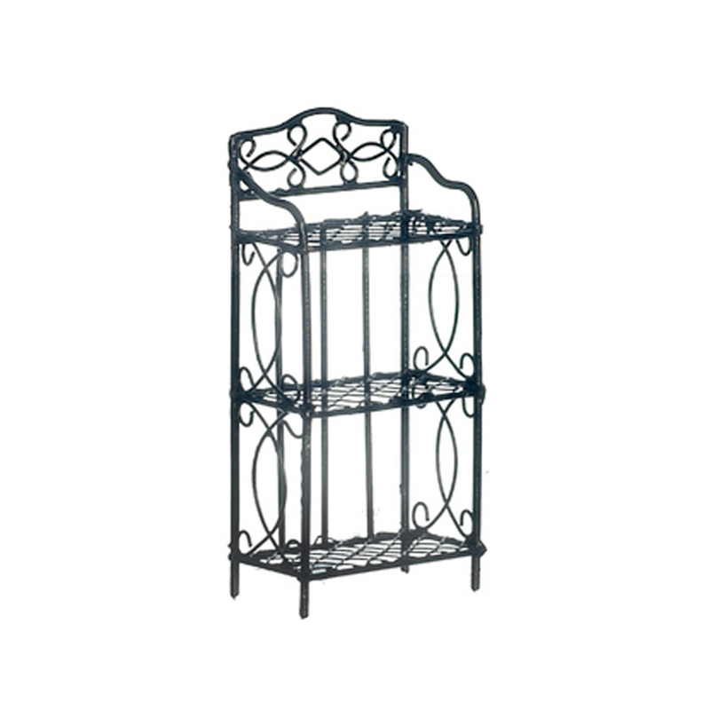 Dolls House Small Black Wrought Iron 3 Shelf Unit Miniature Furniture 1:12 Scale