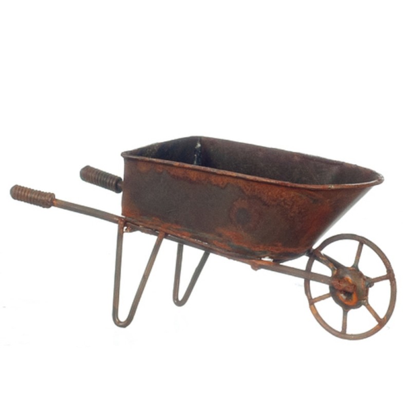 Dolls House Aged Rusty Wheelbarrow Miniature 1:12 Scale Yard Garden Accessory