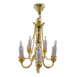 Dollhouse Miniature Chandelier 3 Arm Brushed Nickel Hanging Electric 1:12 Scale 