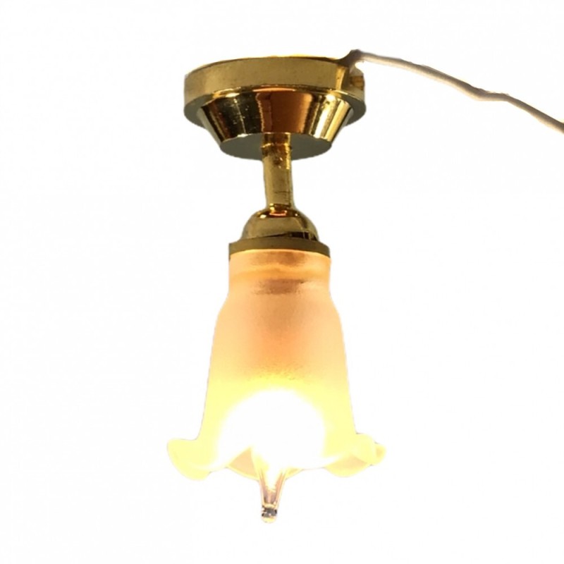 Dolls House Ceiling Light Frosted Tulip Shade 12V Miniature Electric Lighting