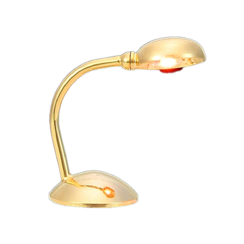 Dolls House Modern Desk Lamp Gold Reading Light 12V Electric Lighting Accessory