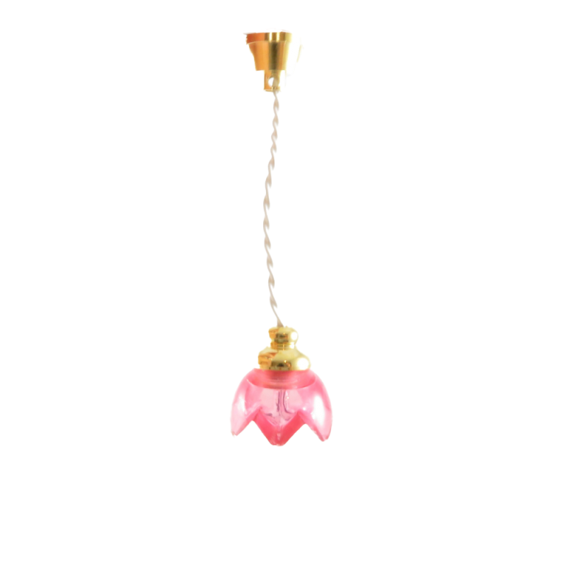 Dolls House Cranberry Lilly Shade Hanging Ceiling Light Electric 12V Lighting
