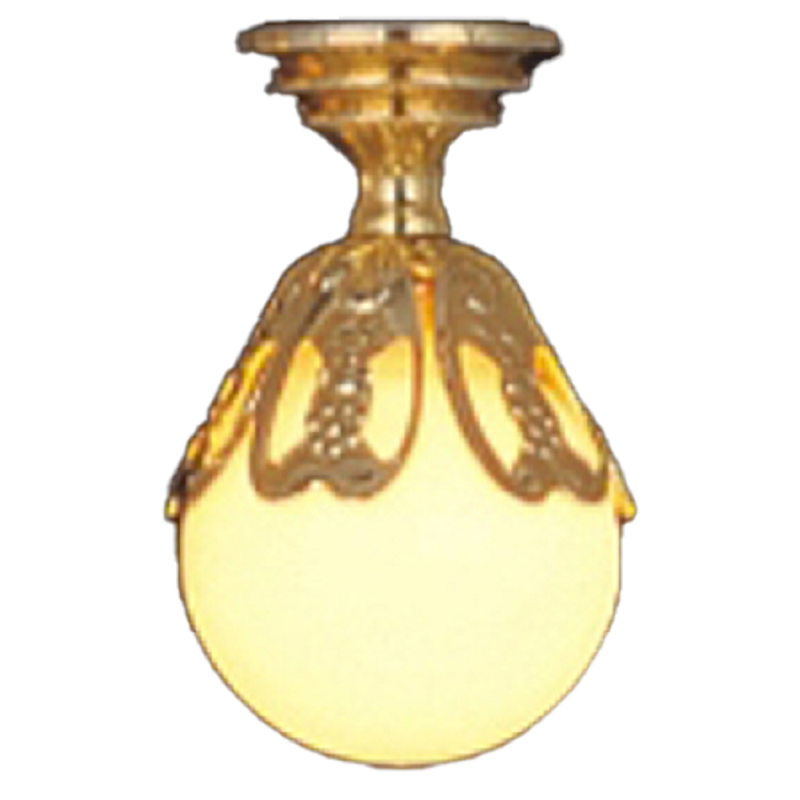 Dolls House Ornate Gold Globe Ceiling Lamp 12V Miniature Electric Brass Light
