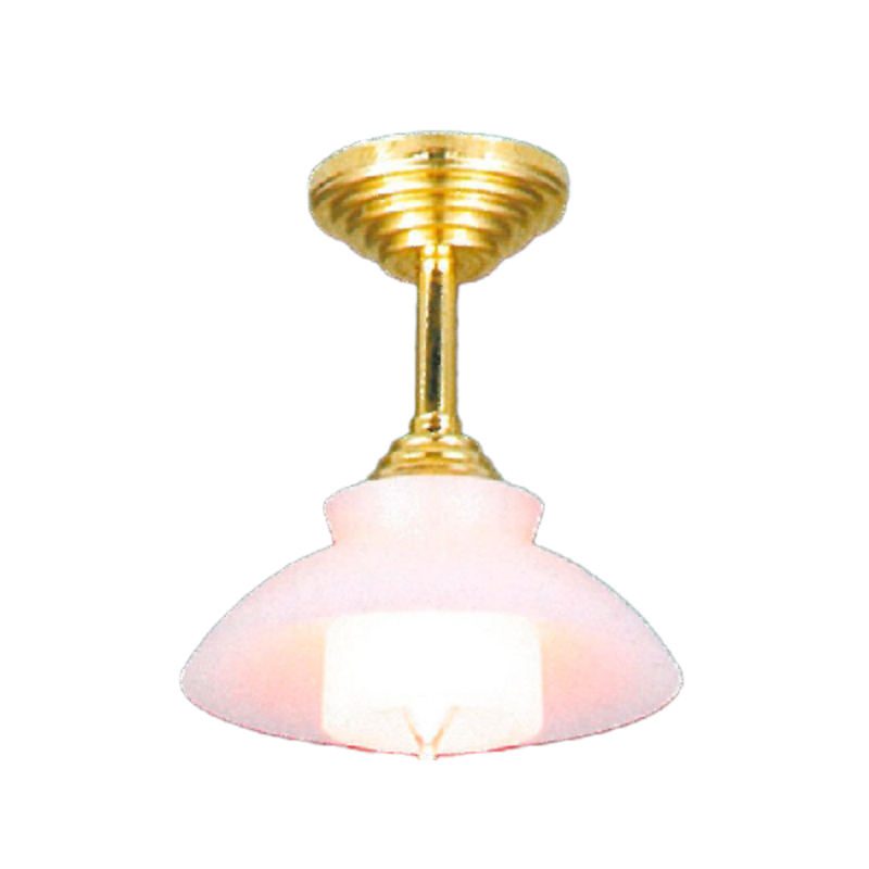 Dolls House Gold Ceiling Light White Coolie Shade Miniature Electric Lighting
