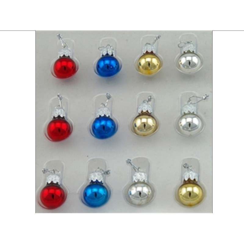 Dolls House 12 Coloured Baubles Miniature Christmas Tree Ornaments Decorations