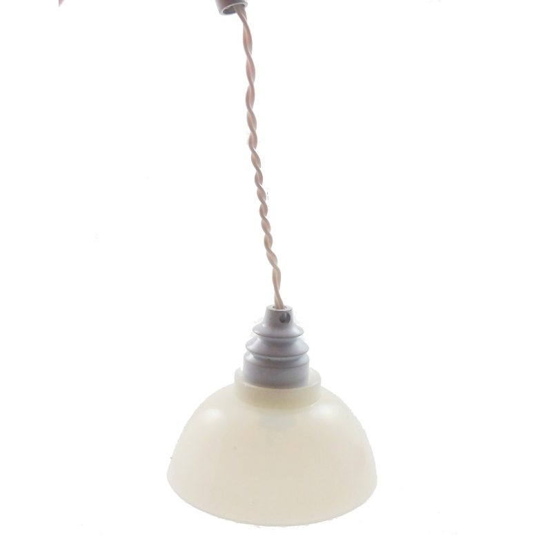 Dolls House Modern Pendant Ceiling Light White Coolie Shade 12V