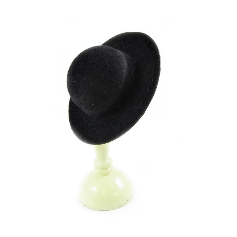 Dolls House Mens Black Felt Hat 1:12 Scale Miniature Man Doll Hall Accessory