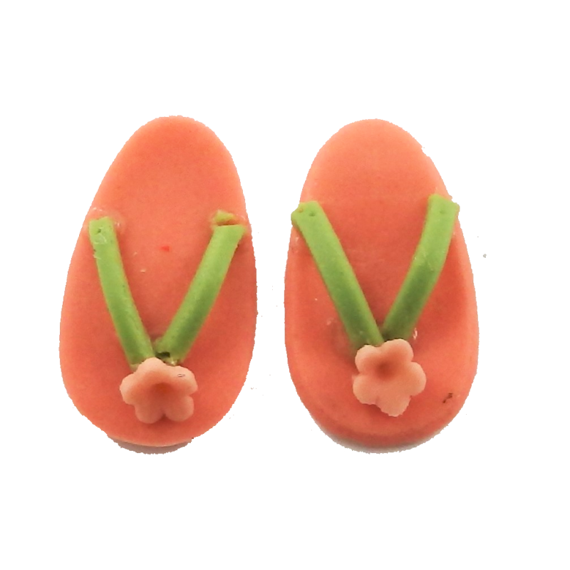 Dolls House Modern Flip Flops with Flower Peach Summer Beach Accessory Shoes