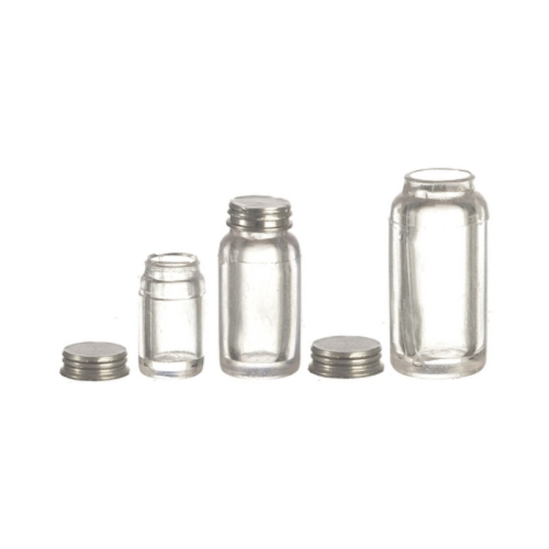 Dolls House Miniature 1:12 Scale Accessory Set 3 Empty Mason Jars with Lids